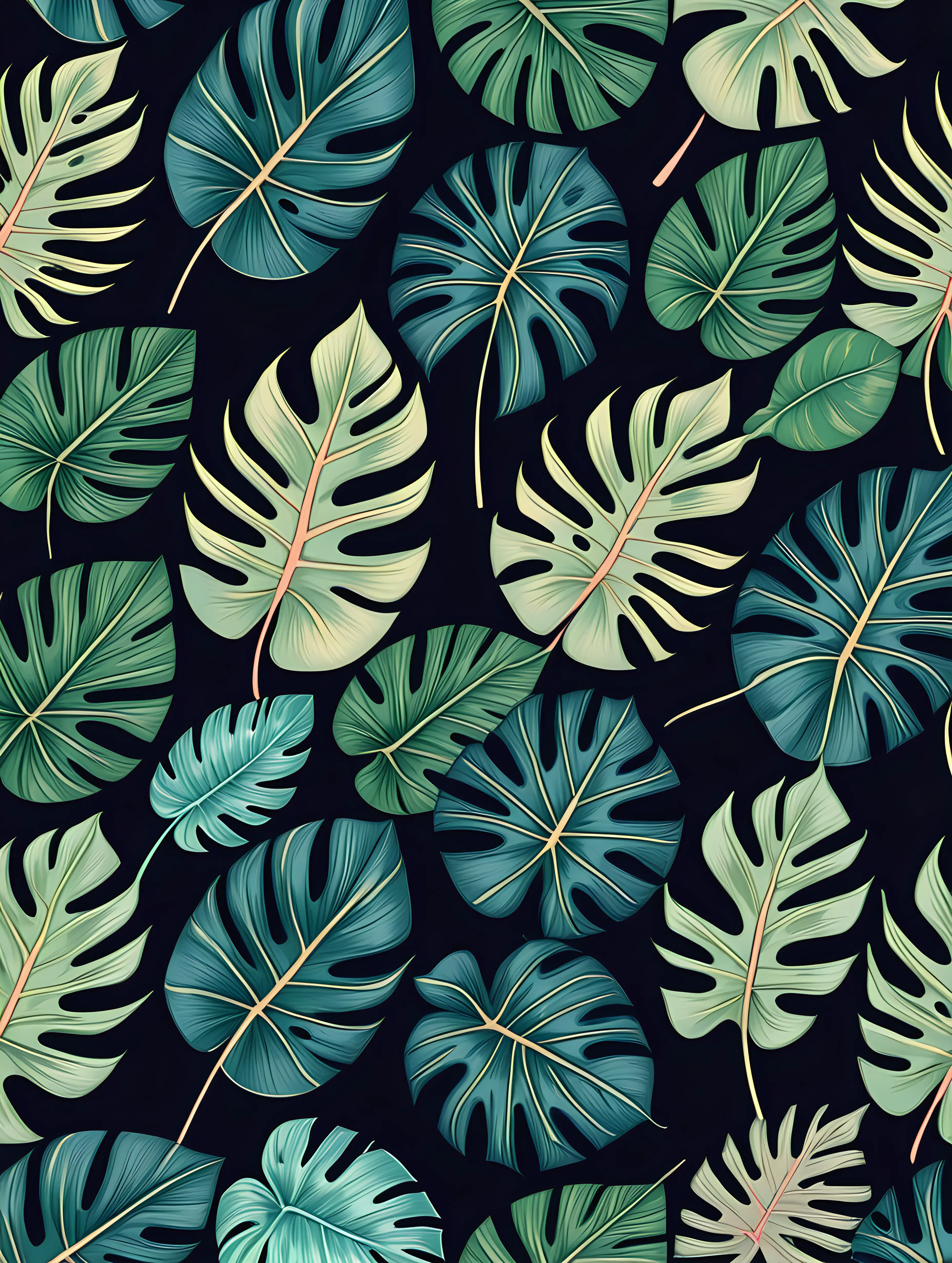 Tropical Botanical Pattern with Vibrant Leaves