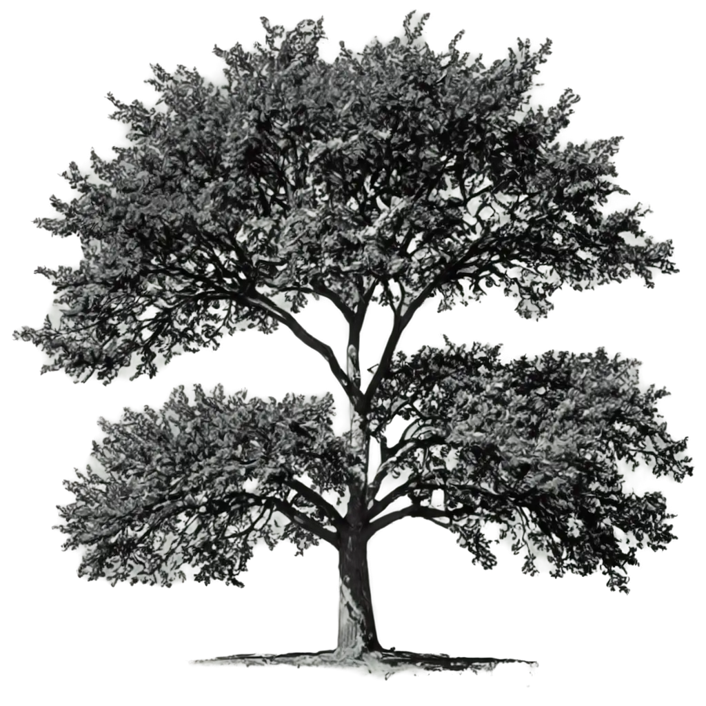 Stunning-Black-and-White-PNG-Image-MediumHeight-Tree-with-Wide-Spread-and-Abundant-Leaves