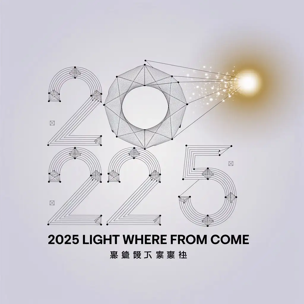 LOGO Design for 2025 Light Geometric Number with Particle Light Beam and Gradient Light Source for Technology Industry