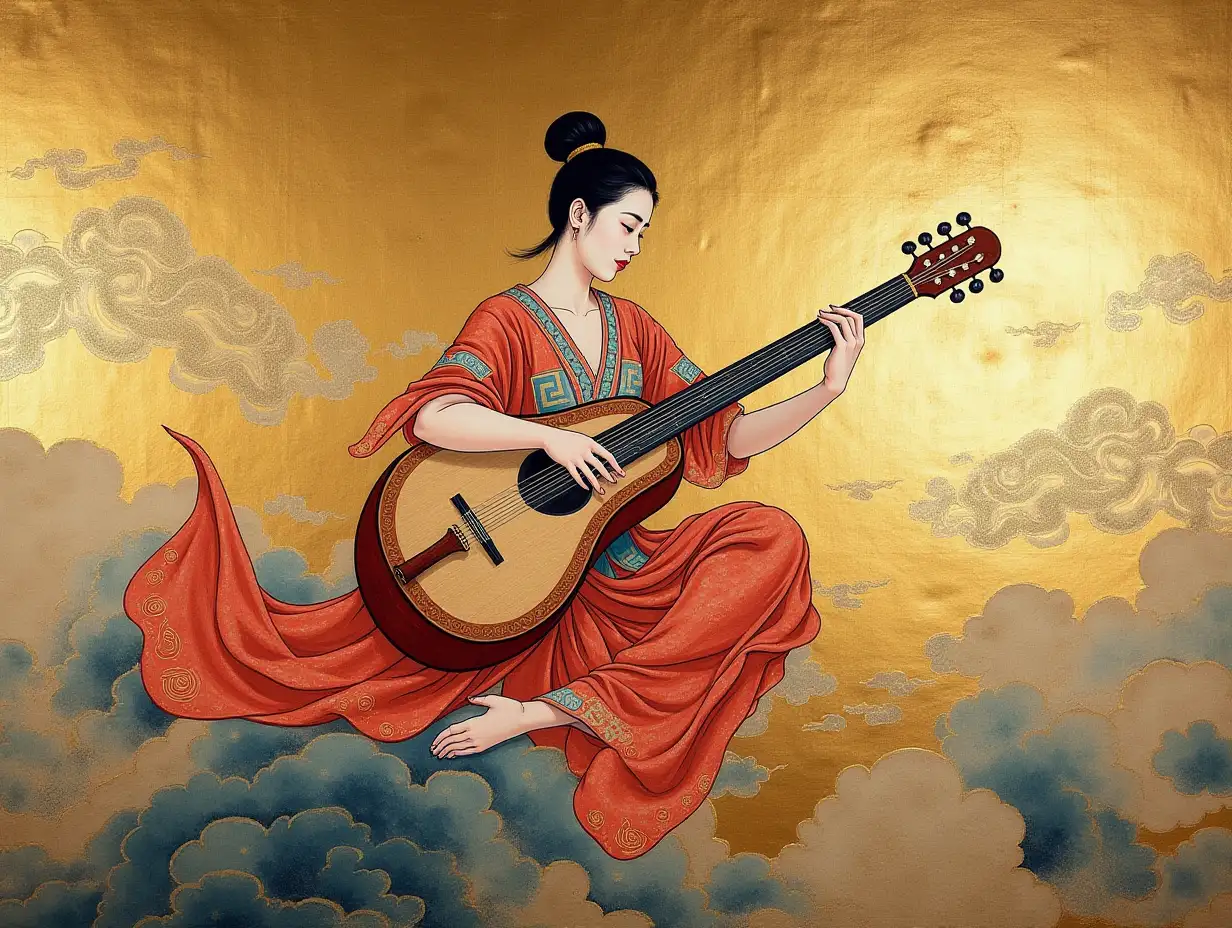 Dunhuang-Apsara-Playing-Guzheng-in-Artistic-Collaboration