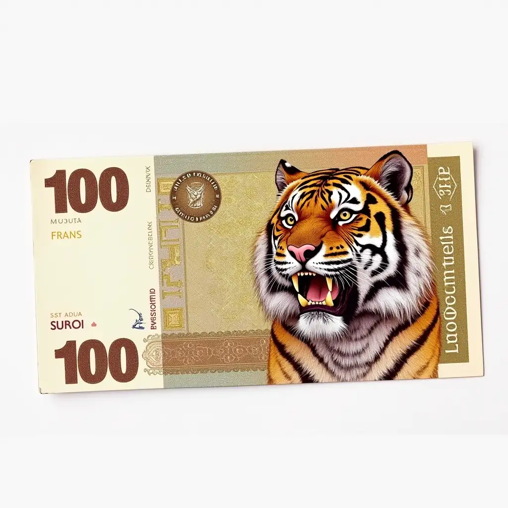 Swiss-Francs-Currency-Note-Featuring-Tiger-Portrait-in-Traditional-Design