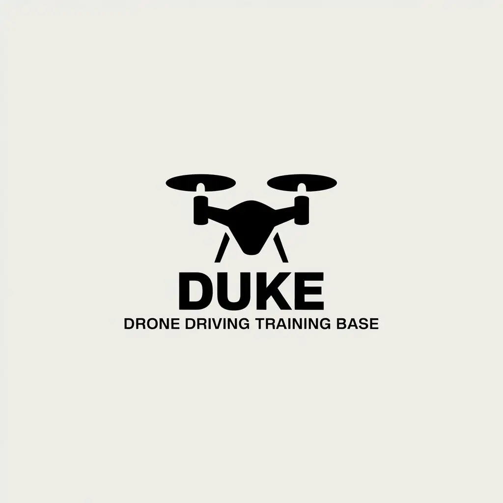 a vector logo design,with the text "Duke drone driving training base", main symbol:drone,Minimalistic,be used in Others industry,clear background