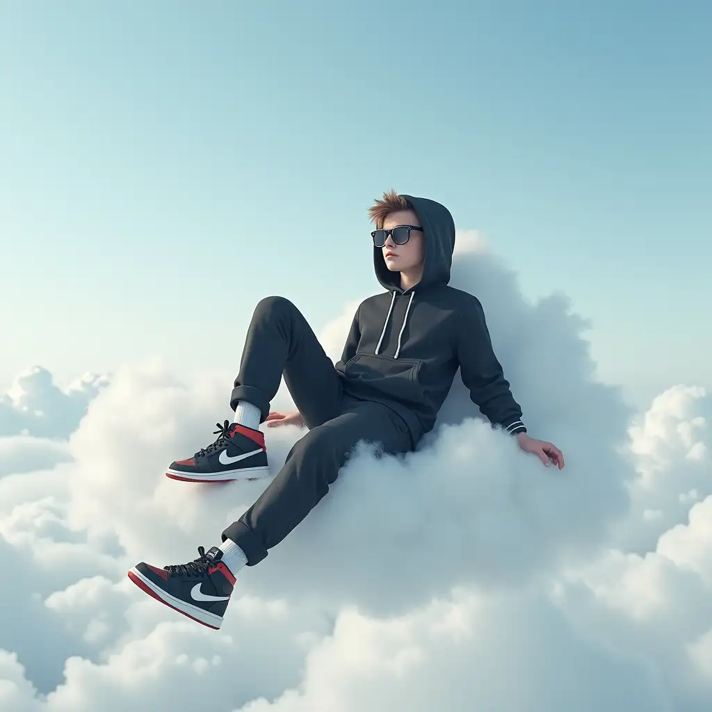 Surreal-Dreamlike-Scene-of-a-Young-Boy-Relaxing-on-a-Cloud-in-the-Sky