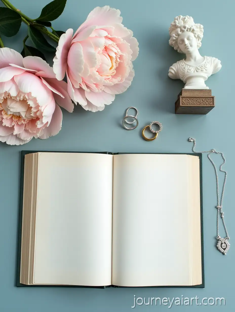 Delicate-FlatLay-ofPoetic-Still-Life-Composition-Poetic-Symbols-with-Blooming-Peonies-and-Vintage-Book