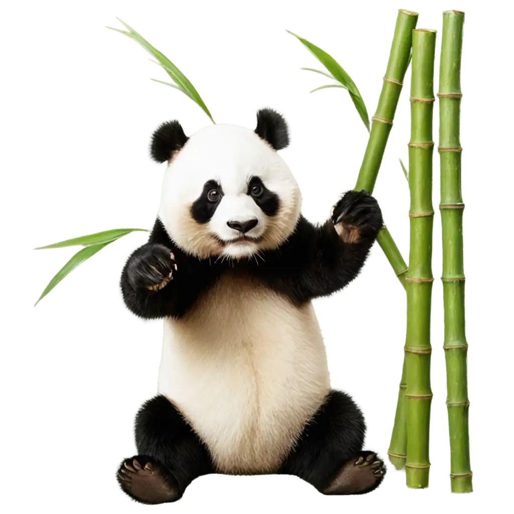 Panda with bamboo