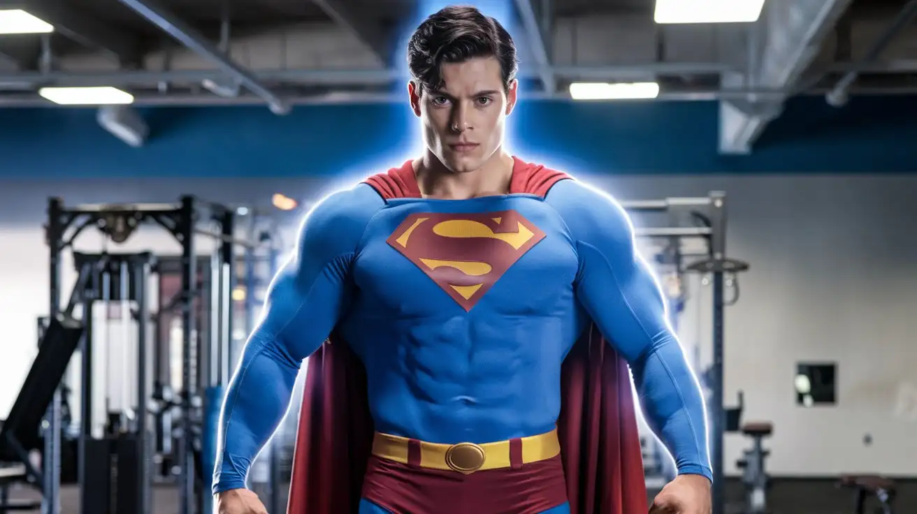 Athletic-Man-Transformed-into-Muscular-Superman-with-Luminous-Blue-Power