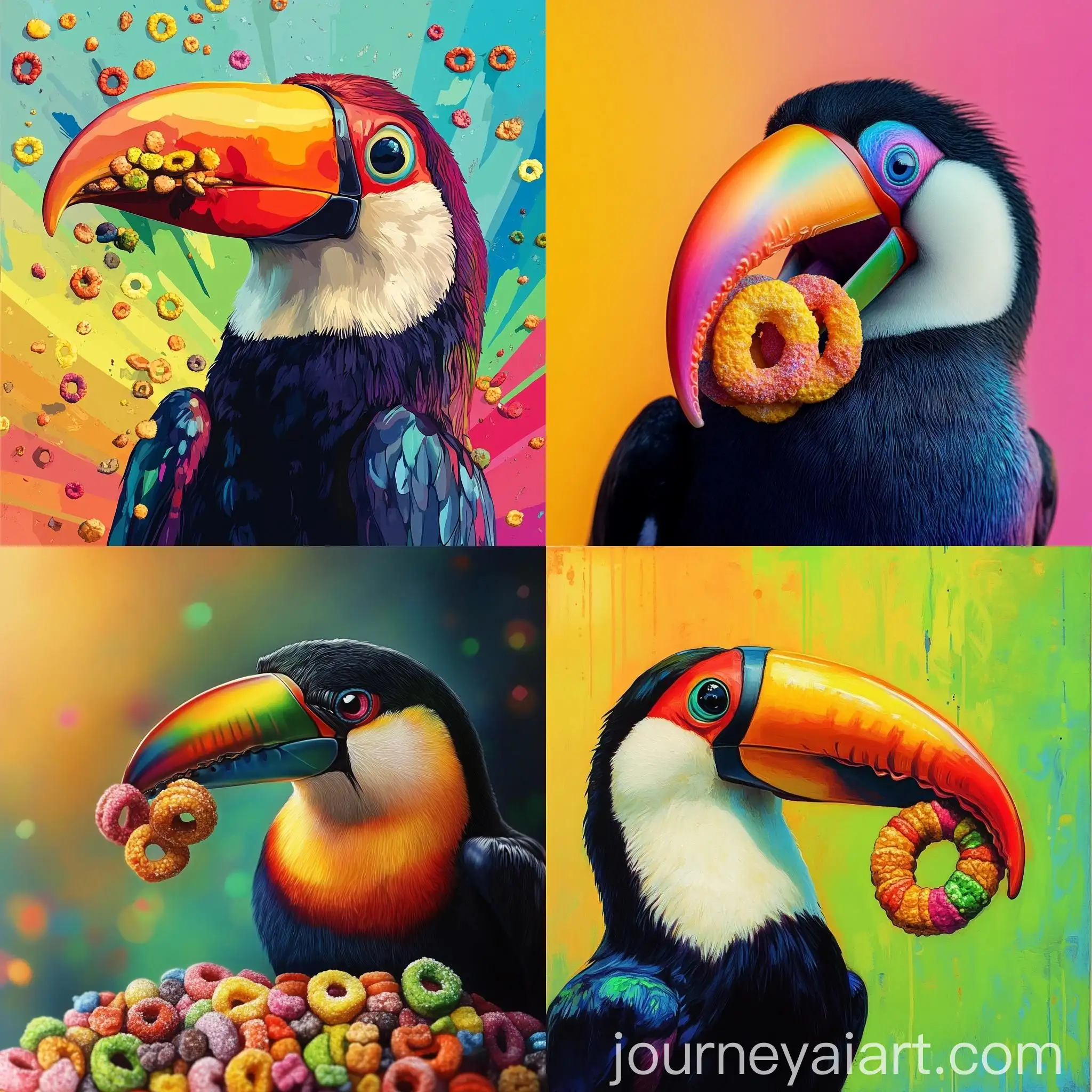 Vibrant-Rainbow-Bird-with-a-Large-Beak-on-a-Froot-LoopsInspired-Background