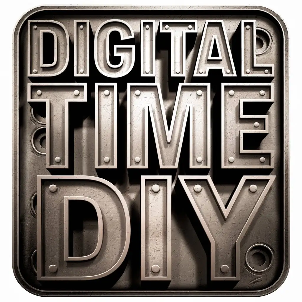 LOGO Design for Digital Time DIY Industrial Metallic Typography with Steel Textures and Engraved Effect