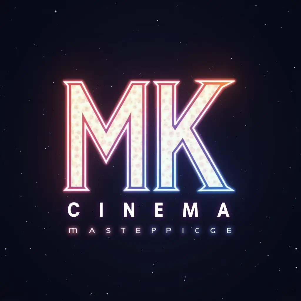 A designer logo for a movie theater that says “MK Cinema”, white color, creative, beautiful, masterpiece, transparent background, maximalistic, white letters, digital art