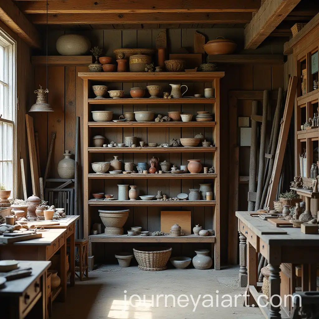 Antique-Wooden-Racks-in-a-Vintage-Workshop-Setting