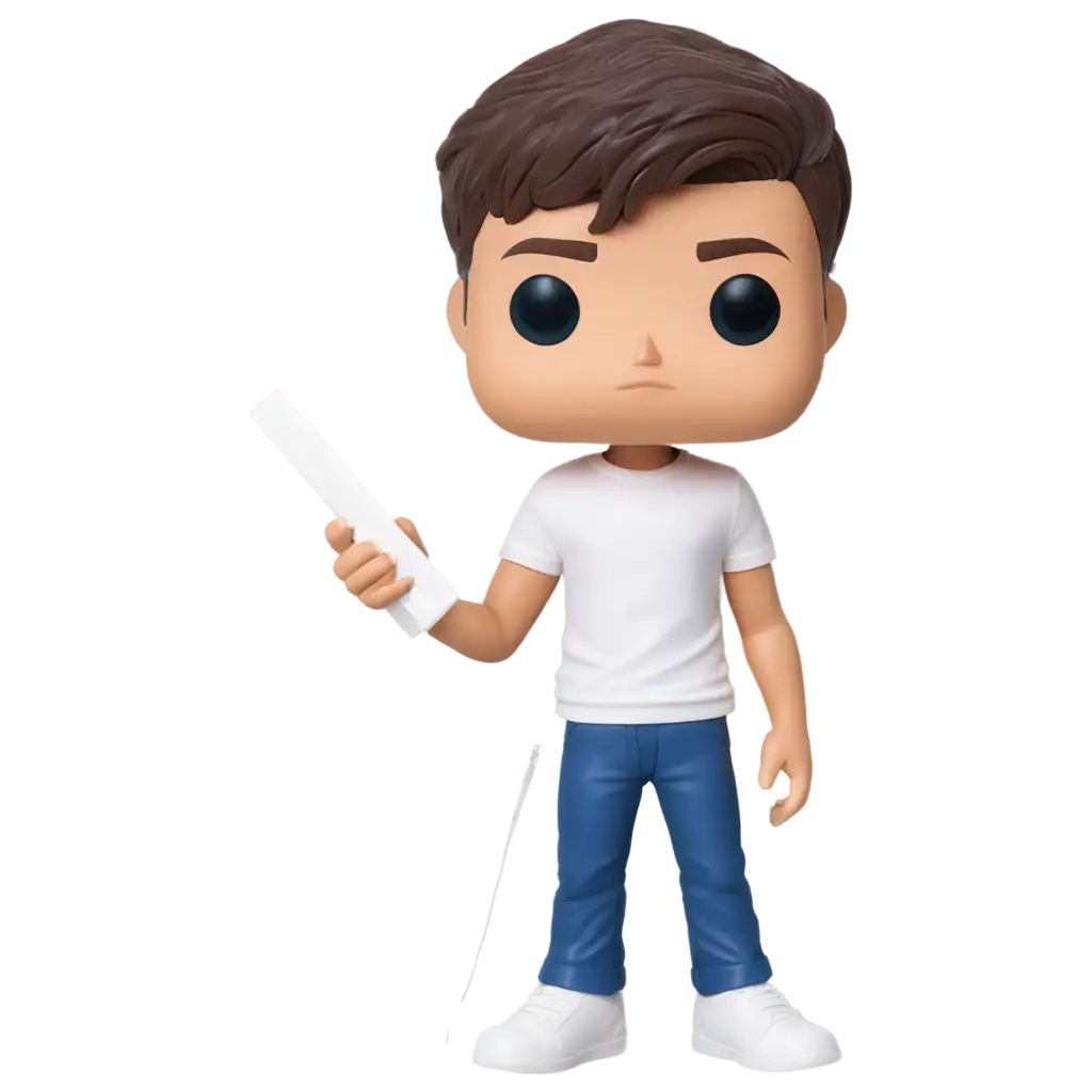 PNG-Image-of-Funko-Pop-Boy-with-Dark-Brown-Hair-White-Tshirt-and-Blue-Pants