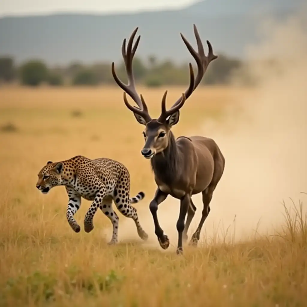 A-Dramatic-Chase-Russian-Deer-Flees-from-Jaguar-in-African-Savannah