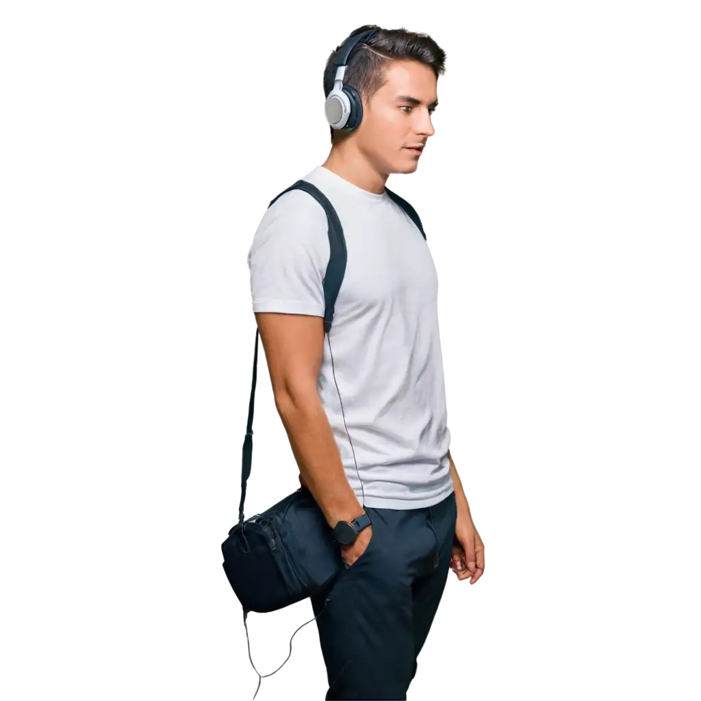 Man-Listening-to-Music-Through-Headphones-HighQuality-PNG-Image-for-Clear-Crisp-Visuals