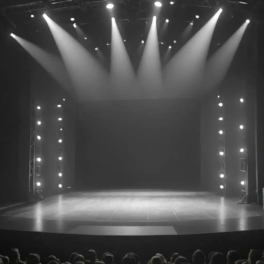 Dynamic Stage with White and Grey Lighting for Performances