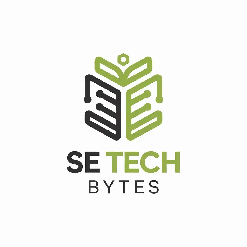 LOGO Design for SE Tech Bytes Green Bold SE with Tech and Book Symbolism for Education Industry