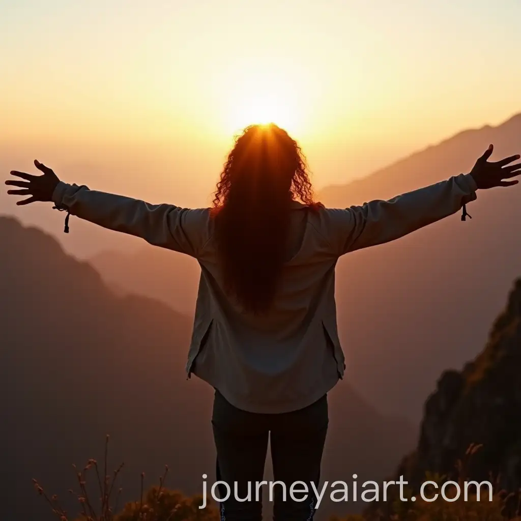 Black-Woman-Triumphantly-Reaching-the-Summit-at-Sunrise