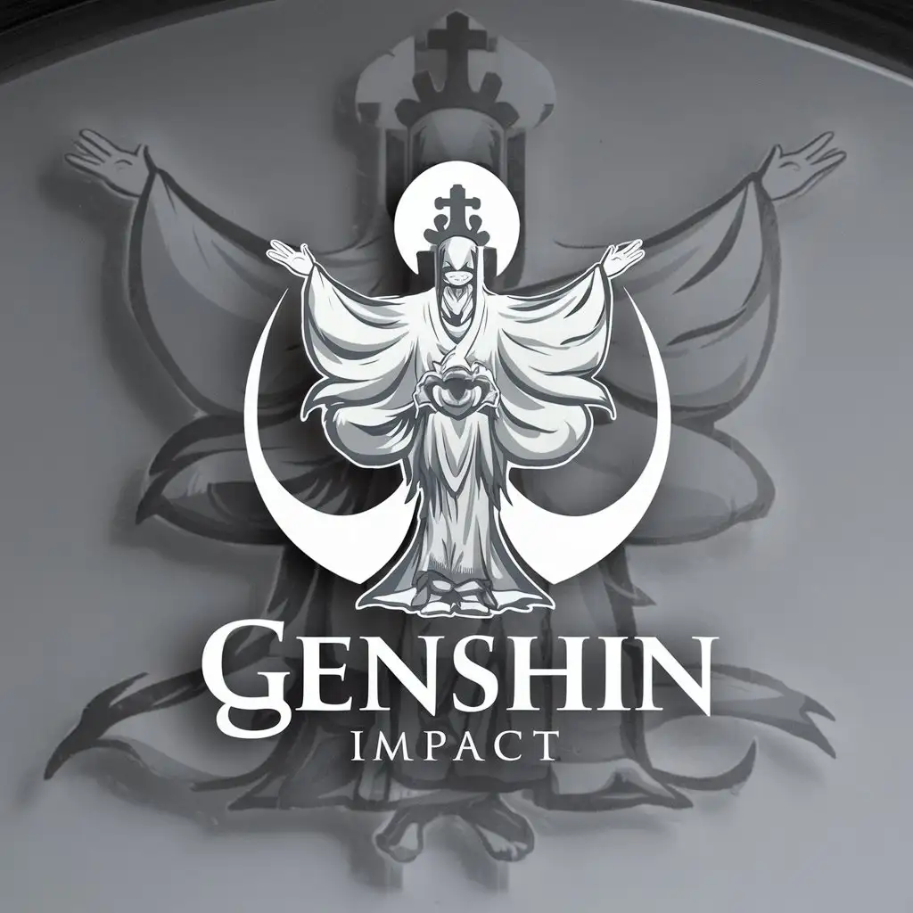 a logo design,with the text "Genshin Impact", main symbol:Anime,Moderate,be used in Religious industry,clear background