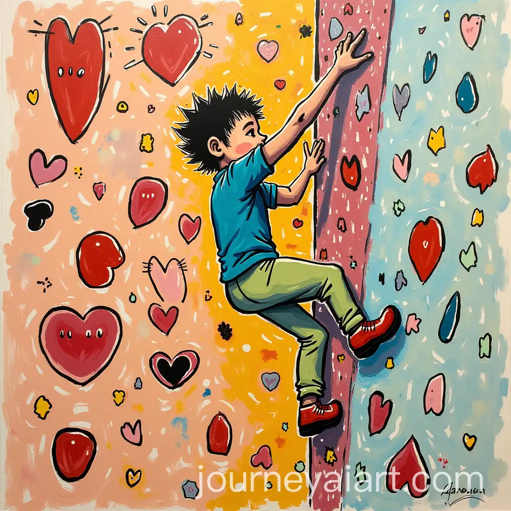 Abstract-Climber-Bouldering-Art-by-Keith-Haring