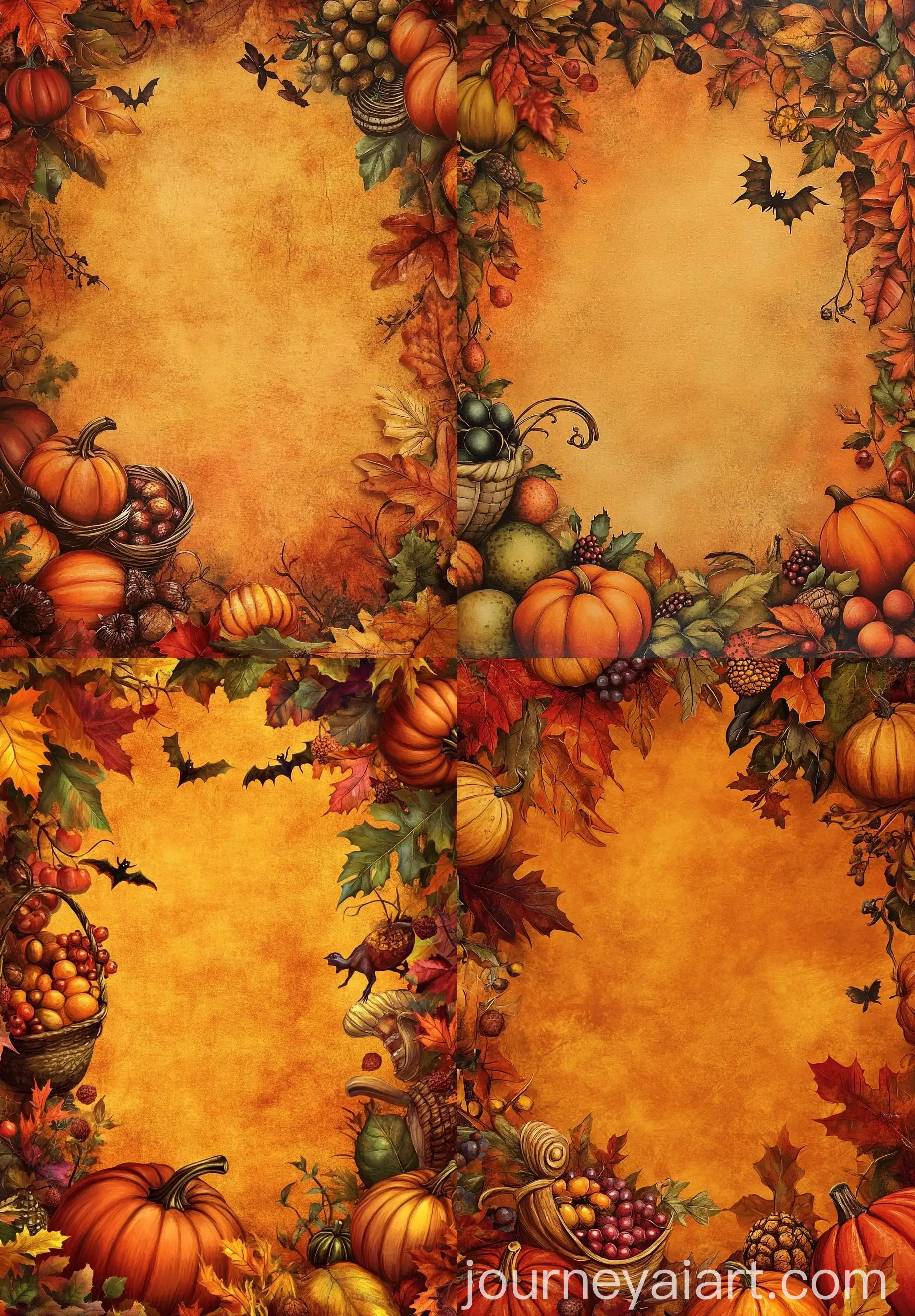 Thanksgiving-Border-with-Autumn-Pumpkins-and-Flying-Turkeys