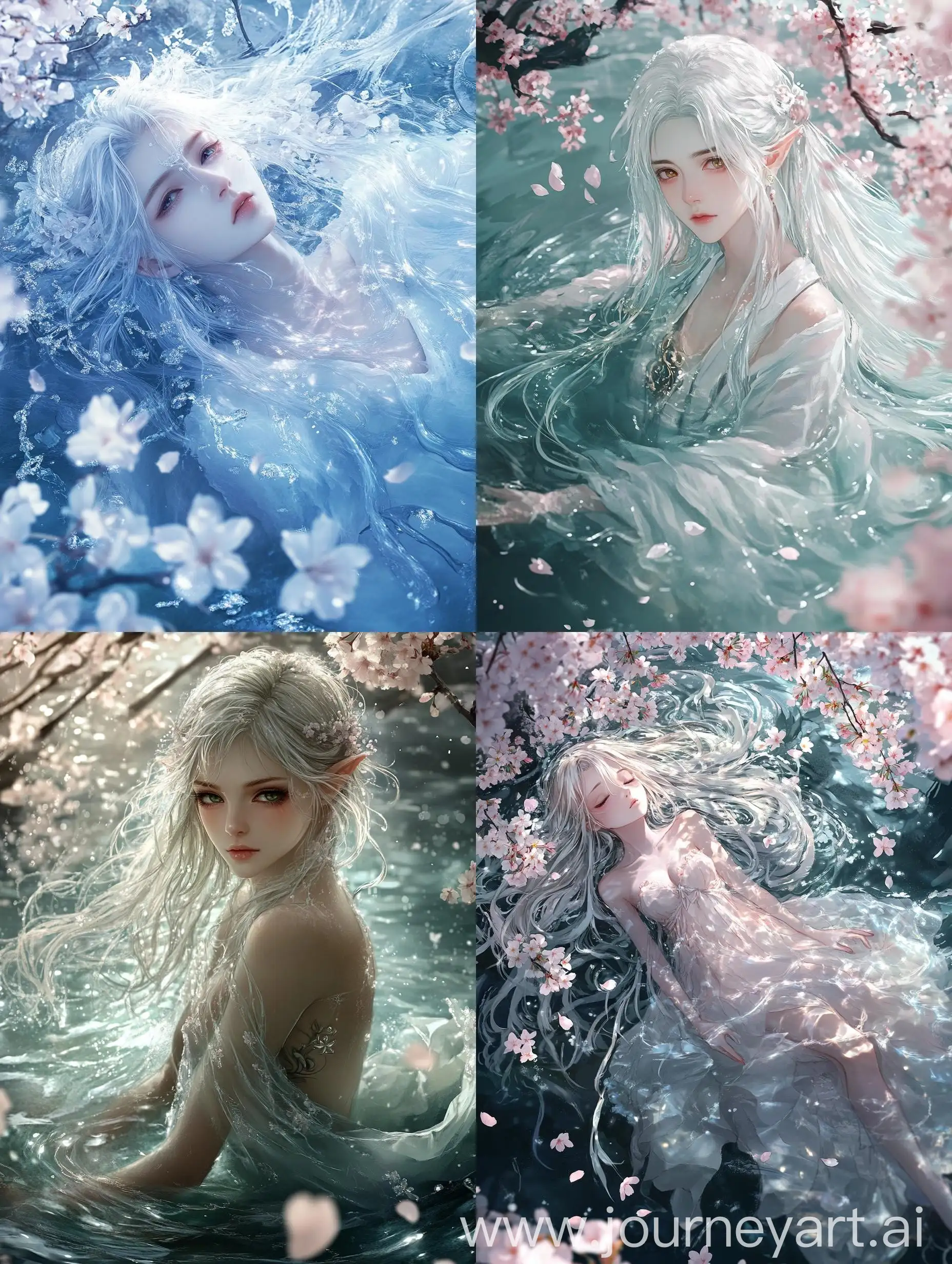 Ethereal-Water-Nymph-in-Cherry-Blossom-Pond