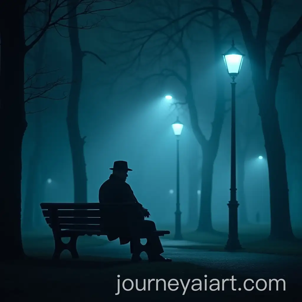 Melancholic-Man-Reflecting-AloneAI-Image-Prompt-Expansion-on-a-Foggy-Park-Bench-at-Night