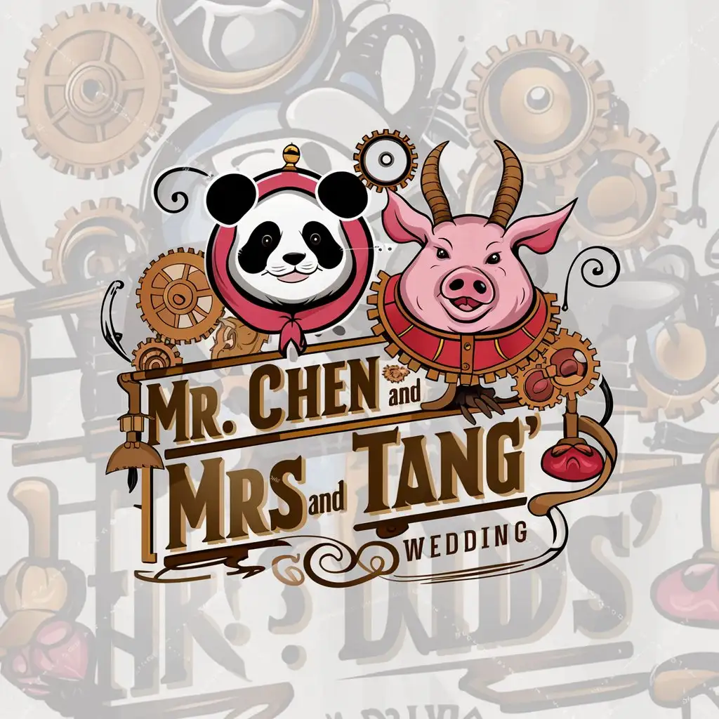 LOGO-Design-for-Mr-Chen-and-Mrs-Tangs-Wedding-Panda-Hood-Mouse-and-Guangdong-Five-Goat-Theme-with-Mechanical-Gears