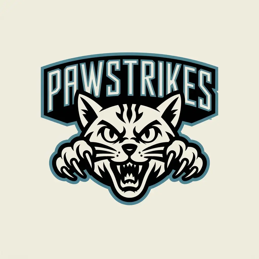 LOGO Design for Pawstrikes Fight Cat Face with Bold Typography on Clear Background