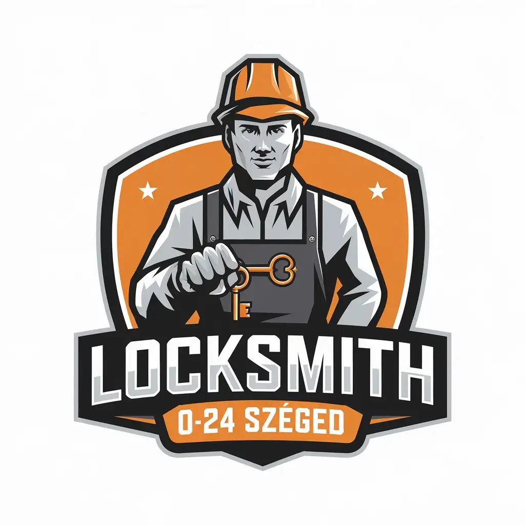 LOGO Design for Locksmith 024 Szeged Vector Design with a Locksmith Symbol for the Construction Industry