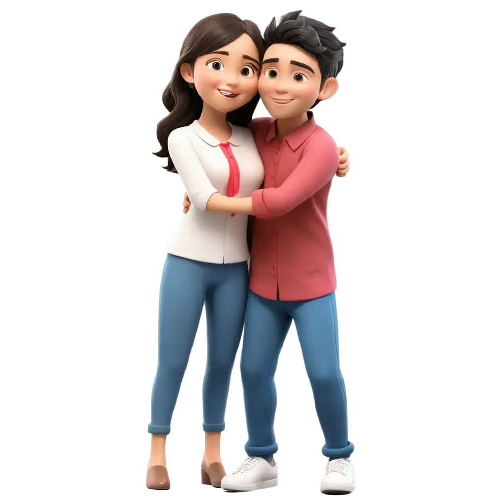 3d cute couple Malay boy chinese girl hug