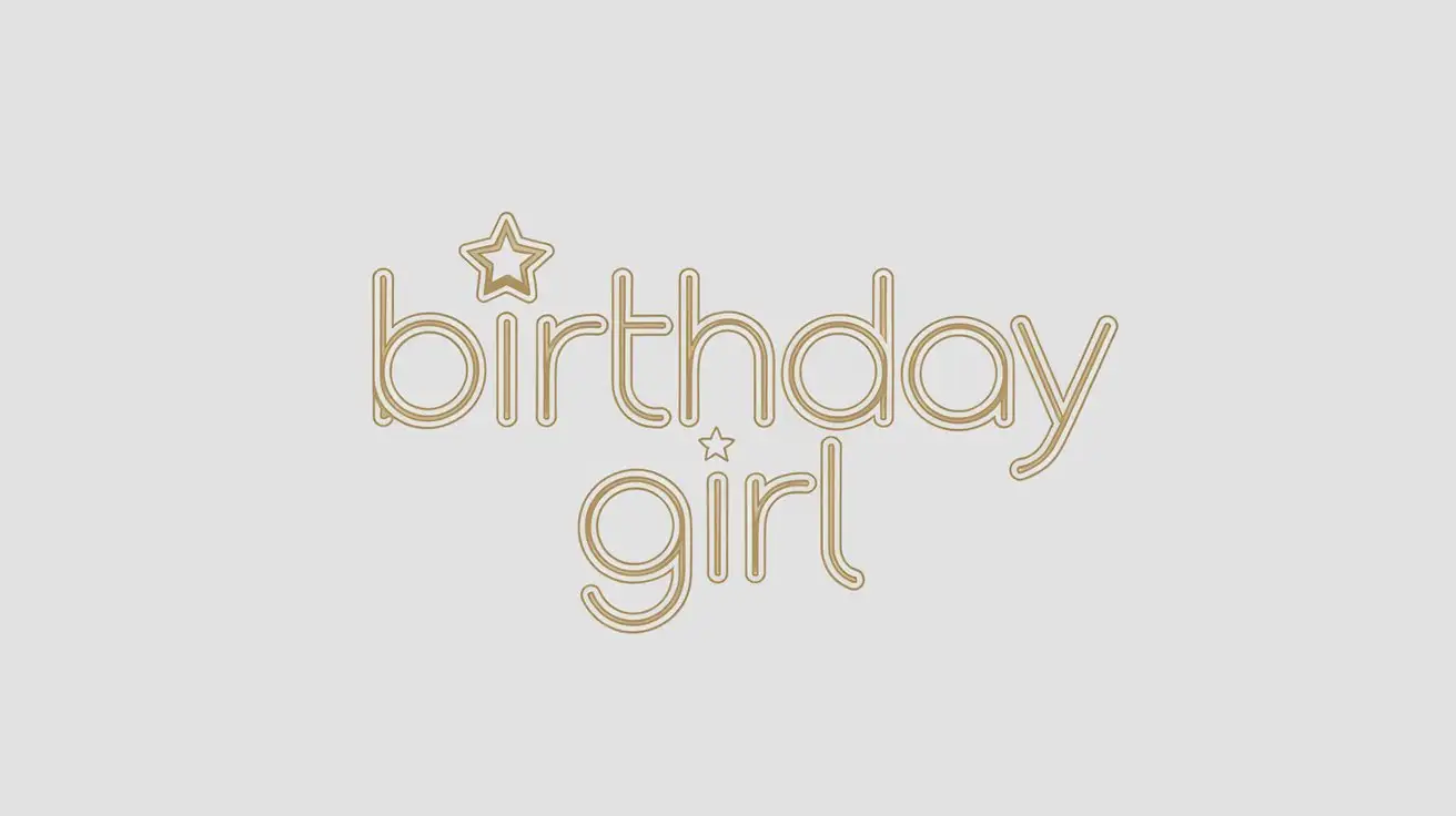 Glittering Gold Birthday Girl Logo with Linear Typography