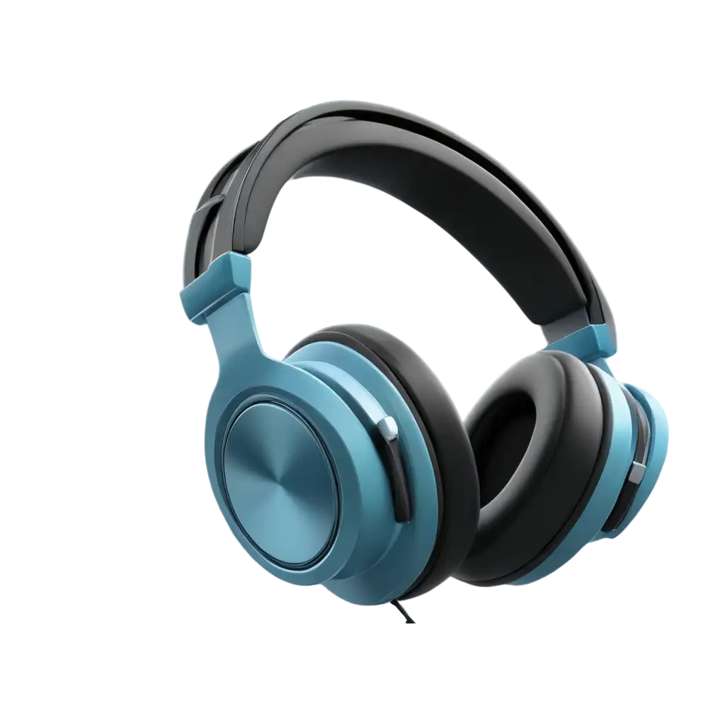 Modernist-Headphones-PNG-Hyperrealistic-3D-Render-on-Light-Blue-Background