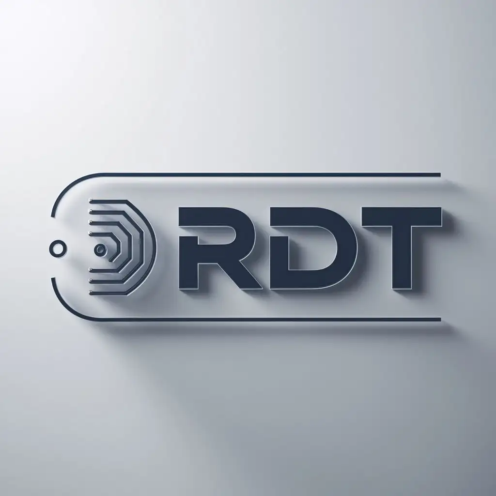 a logo design,with the text "RDT", main symbol:Rfid,Minimalistic,be used in Technology industry,clear background