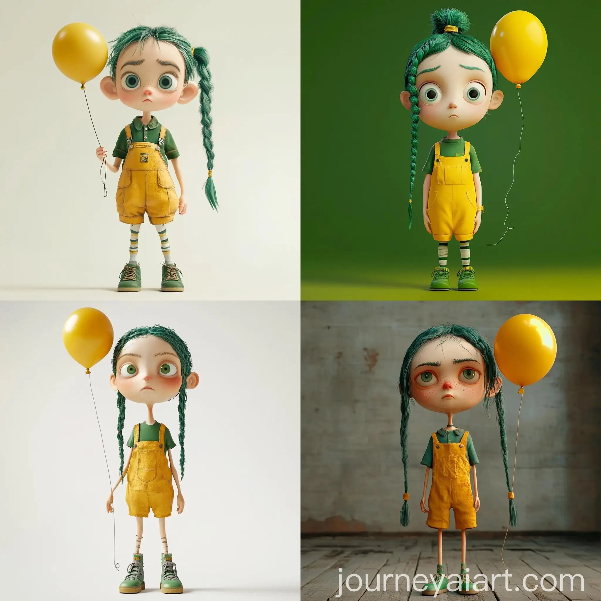 Eccentric-Thin-Girl-with-Green-Hair-Braided-Balloon-Portrait