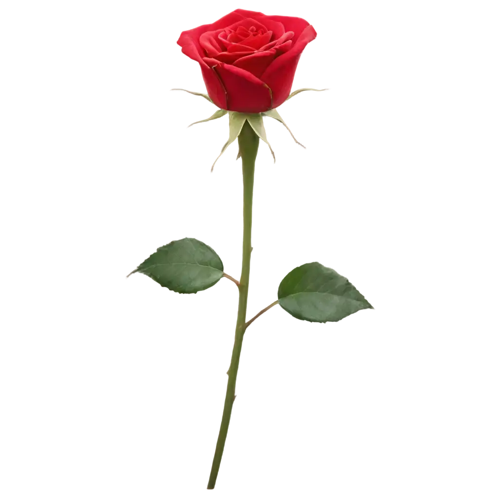 Realistic-Red-Rose-on-Green-Stem-PNG-Image-with-White-Background-for-Versatile-Use