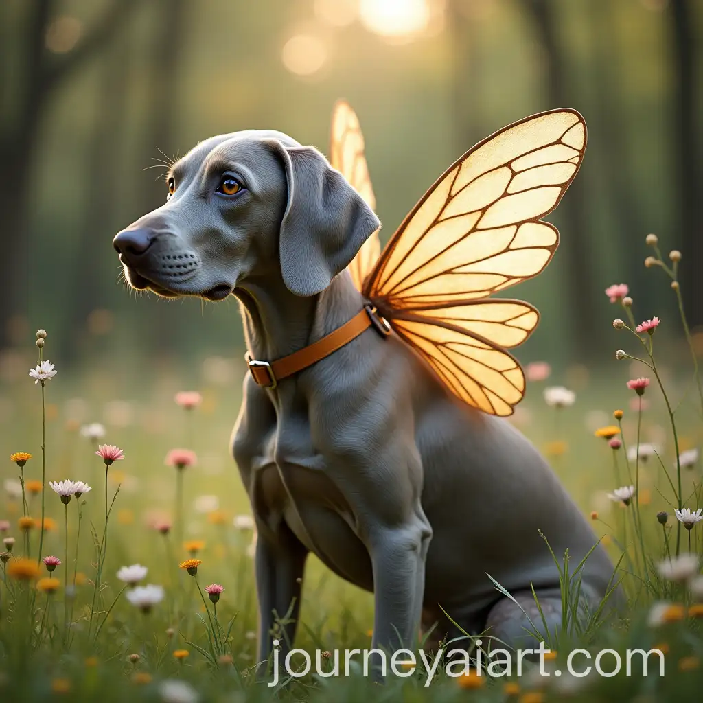 Weimaraner-Dog-with-Fairy-Companion-Fantasy-Art
