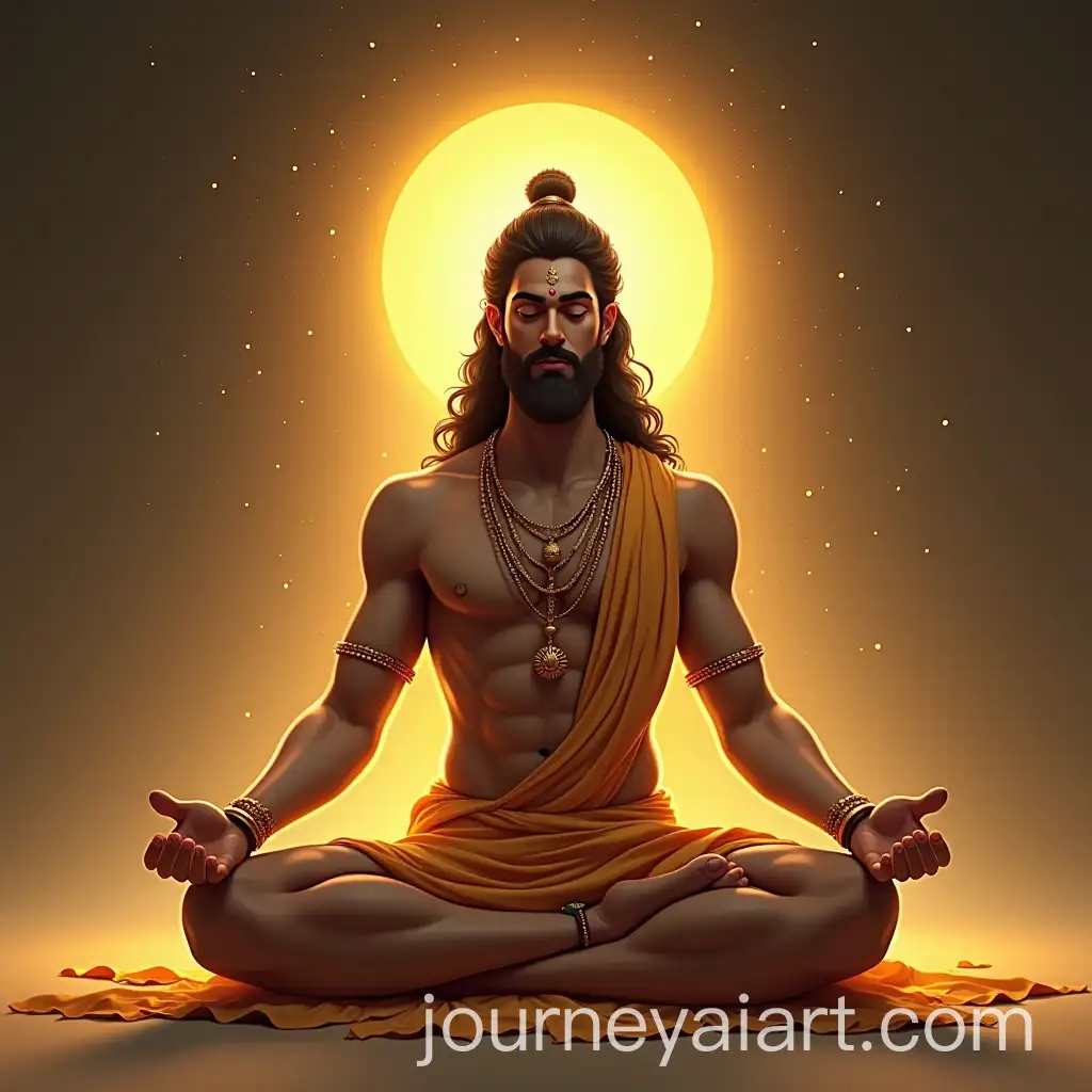 Modern-Artistic-Depiction-of-Lord-Ram-in-Virasana-with-Golden-Aura-and-Tranquil-Energy-Waves