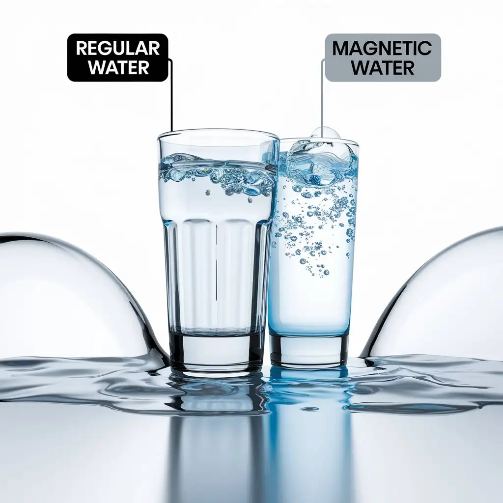 Comparison of Regular Water vs Magnetic Water Freshness and Energy Visualized