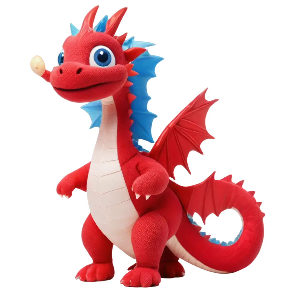 small cute dragon in red and blue