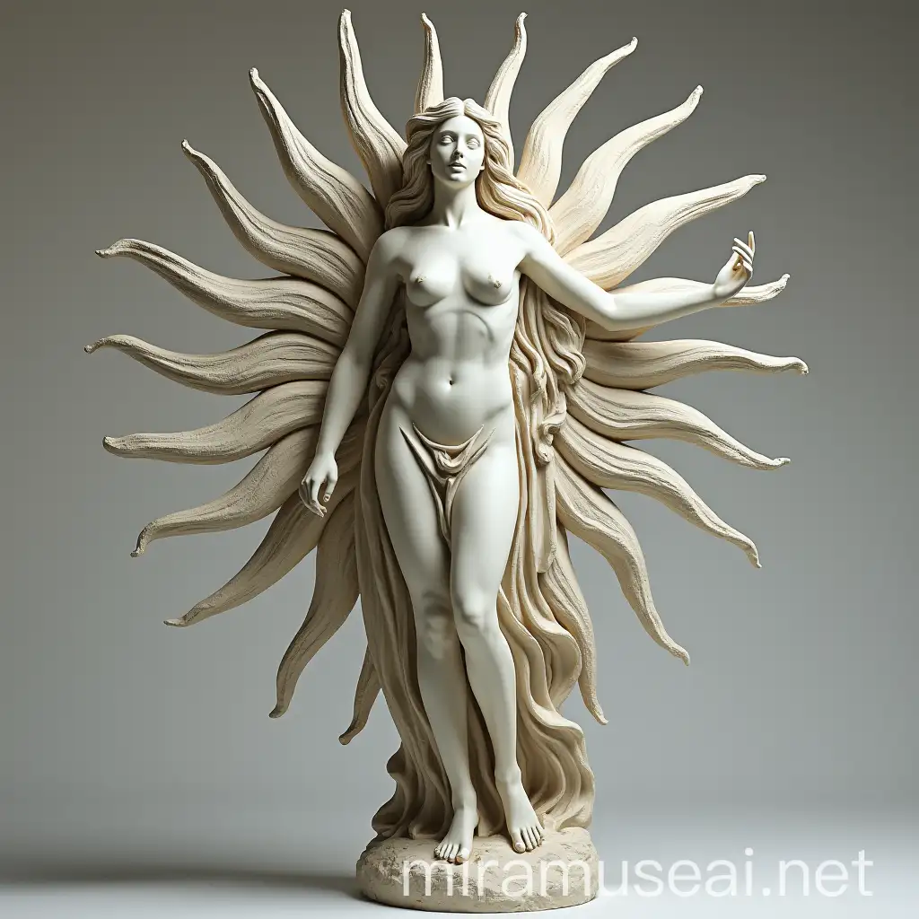 Majestic Female Angel Statue with Sun Rays