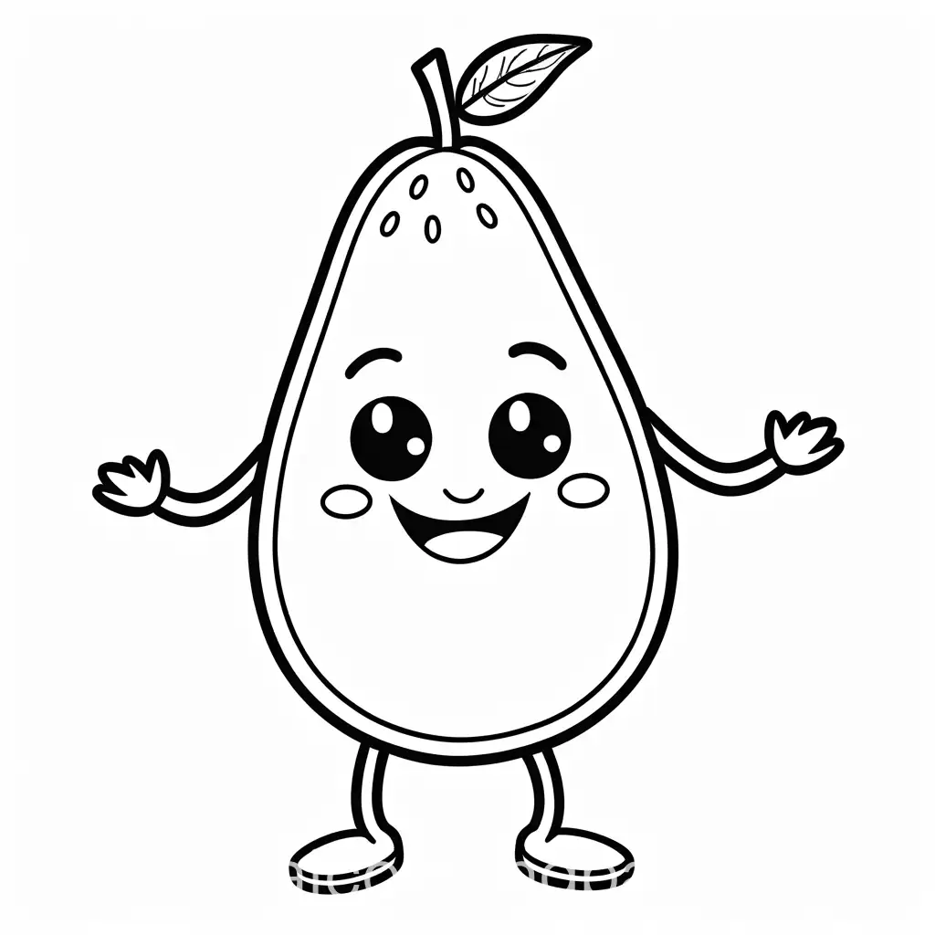 Cute-Avocado-Character-Holding-Hands-with-Smiling-Tomato-in-a-Simple-Coloring-Page