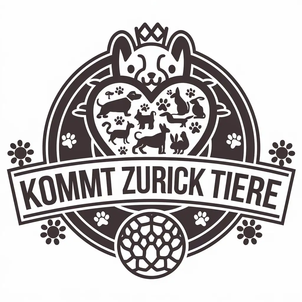 LOGO Design for Kommt Zurck Tiere Pets on a Heart with Animals Symbol for the Pet Industry