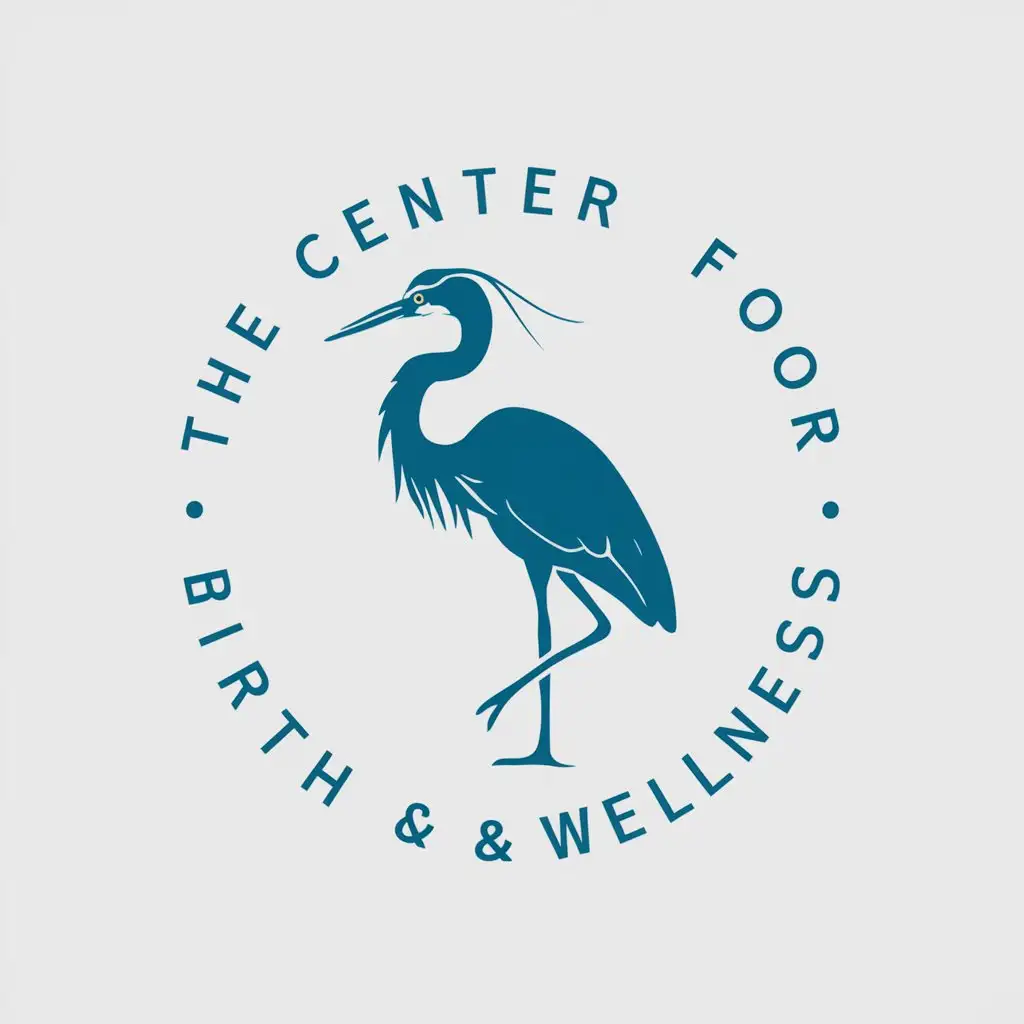 LOGO Design for The Center for Birth Wellness Blue Heron Symbol in Home Family Industry