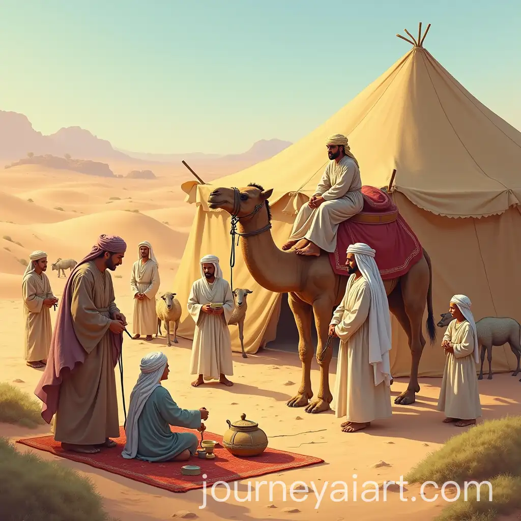 Bedouin-Family-with-Tent-Camel-HerAI-Image-Prompt-Expansionder-Sheep-and-Goats-in-the-Desert