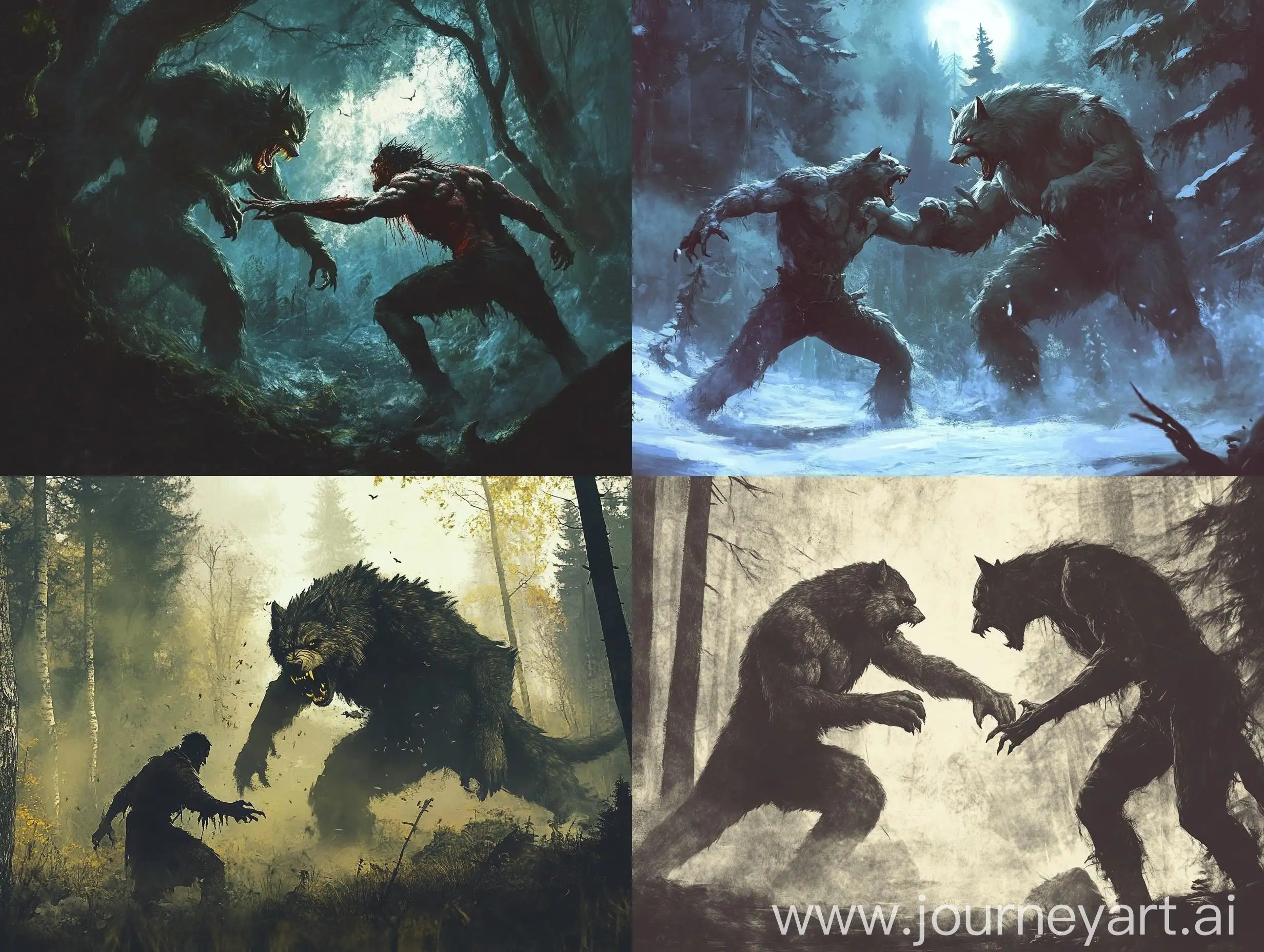 Epic-Battle-Between-Werewolf-and-Vampire-in-a-Dense-Forest