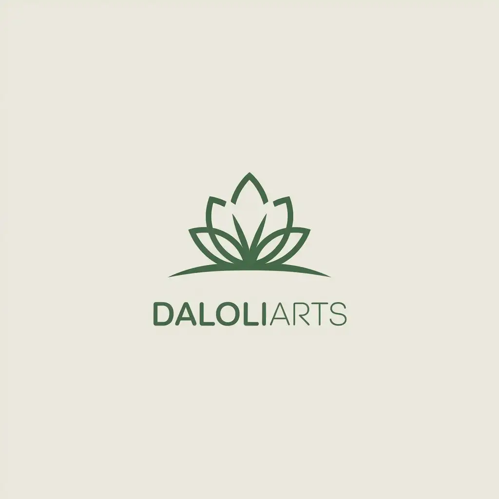 a vector logo design,with the text "DALOLIARTS", main symbol:a minimum image that conveys tranquility and freshness,Minimalistic,be used in Beauty Spa industry,clear background