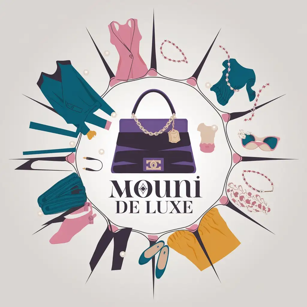 LOGO Design for Mouni De Luxe Elegant Vector with Womens Handbags Clothing and Jewelry Theme