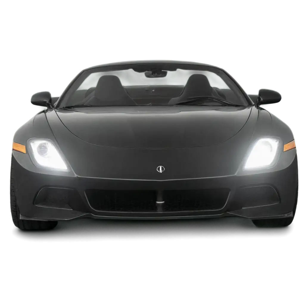 Black-Sports-Car-with-Headlights-On-FullFace-PNG-Image-for-Dynamic-Visuals