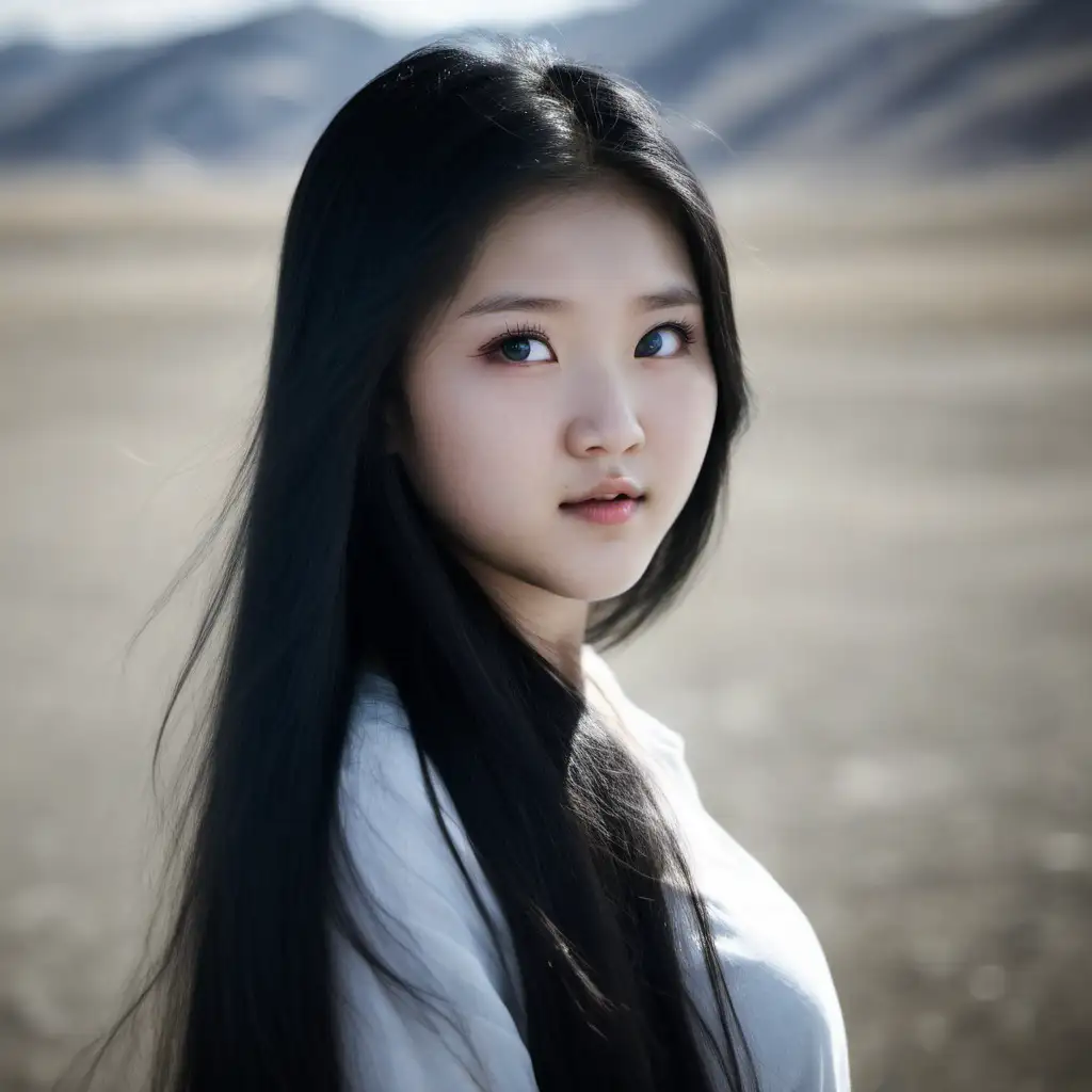 Natural-Beauty-of-a-Chubby-Girl-with-Mongolian-Eyes-and-Black-Long-Hair