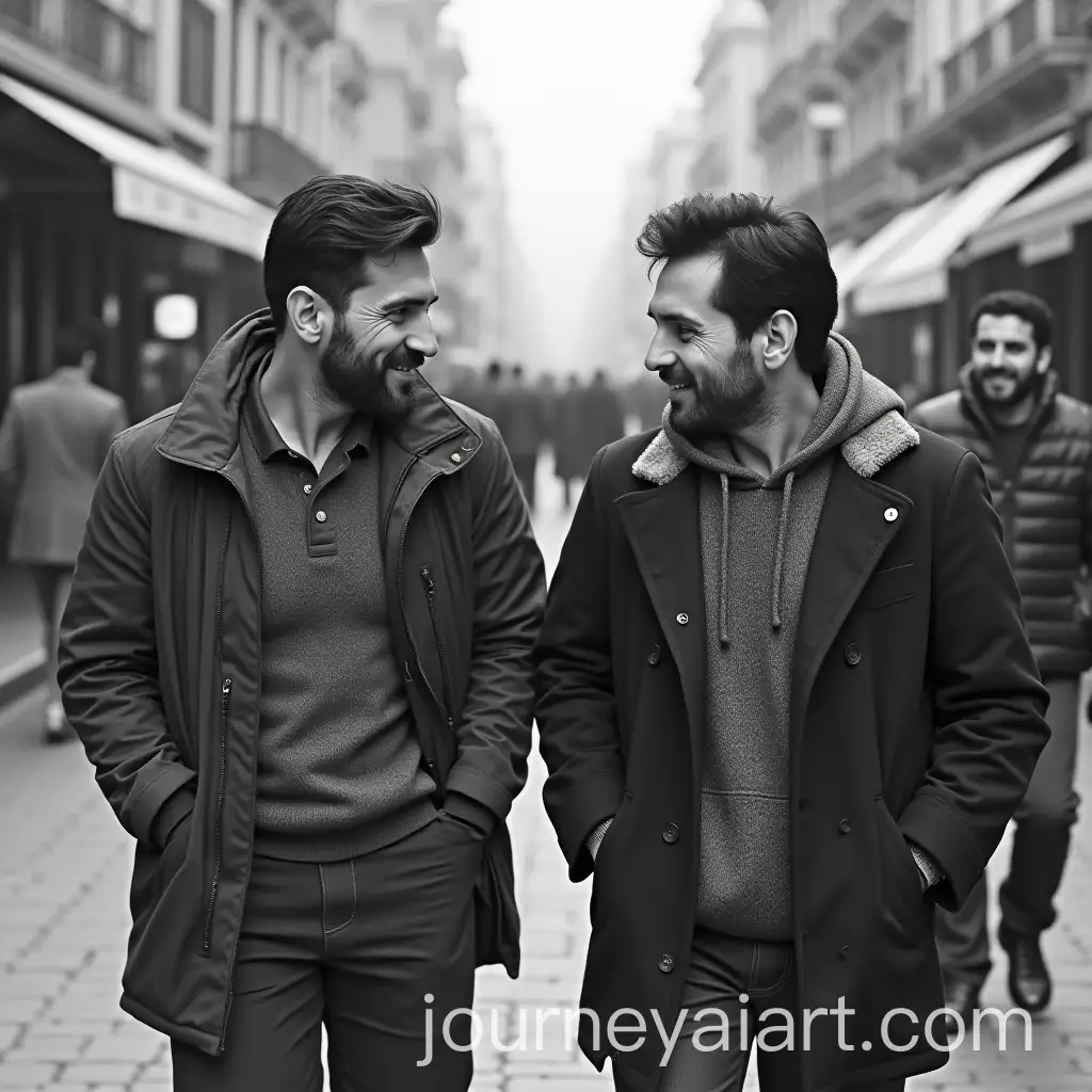 Lionel-Messi-and-Umm-Kulthum-Walking-Together-in-the-Street