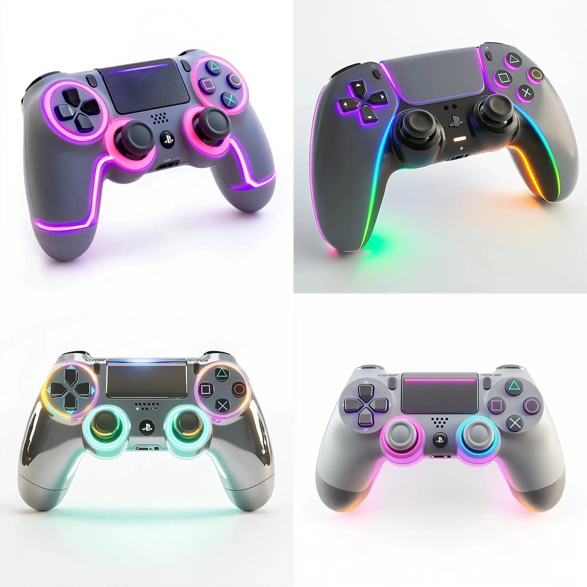 Elegant-Gray-Game-Controller-with-Neon-Accents-on-White-Background